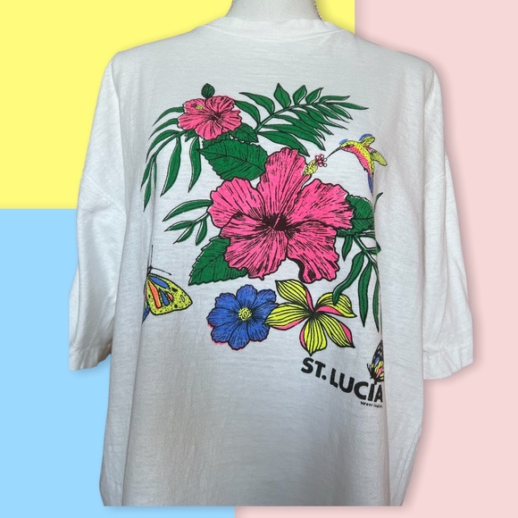 Vintage oversized graphic t shirt single stitch floral Hawaii - Picture 7 of 12